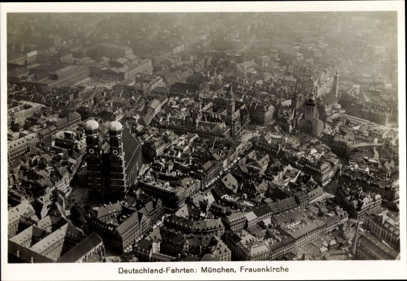 Photo Munich, general view of the city, Frauenkirche, aerial photo, Zeppelin Germany trips