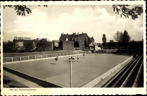Postcard Herten in the Ruhr area, roller skating rink