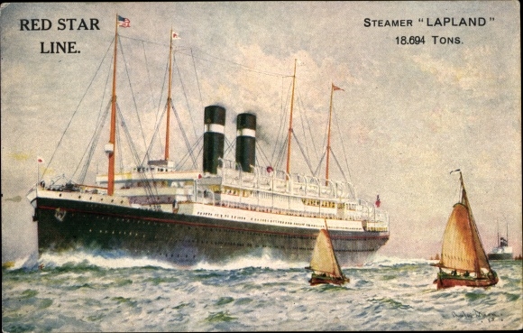 Artist Postcard Steamer Lapland, Red Star Line, RSL