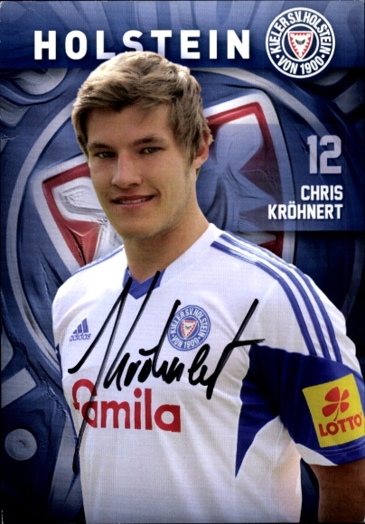 Karta z autografem piłkarza Chrisa Kröhnert, Holstein Kiel, autograf
