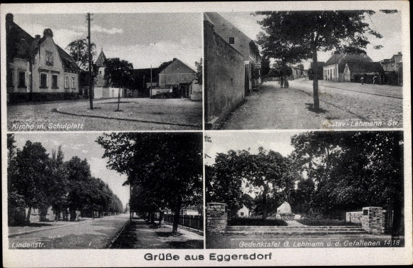KP Eggersdorf Bördeland w Saksonii Anhalt, kościół, plac szkolny, Gustav Lehmann Straße, Lindenstraße