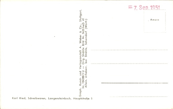 Postcard Langensteinbach Karlsbad Baden Württemberg, Bible home, aerial photograph