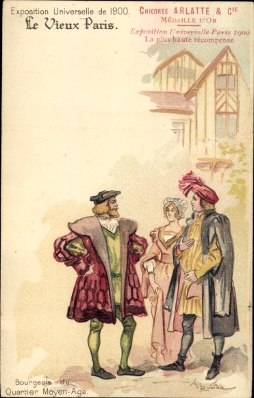 Artysta lito Robida, A., Exposition Universelle de 1900, Bourgeois du Quartier Moyen Age