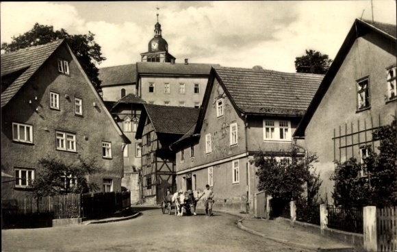 Postcard Wernshausen Schmalkalden in the Thuringian Forest, Rudolf Breitscheid Street with a view to Kirchberg