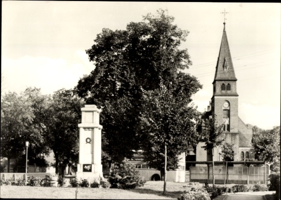 Postcard Schildow in der Mark, An der Dorfaue, church, post mile post