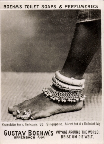 Photo Singapore, decorated foot of a Hindu woman, Boehm's Toilet Soaps