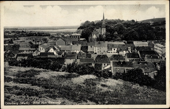 Postcard Oderberg in the Mark, view from the Geisberg