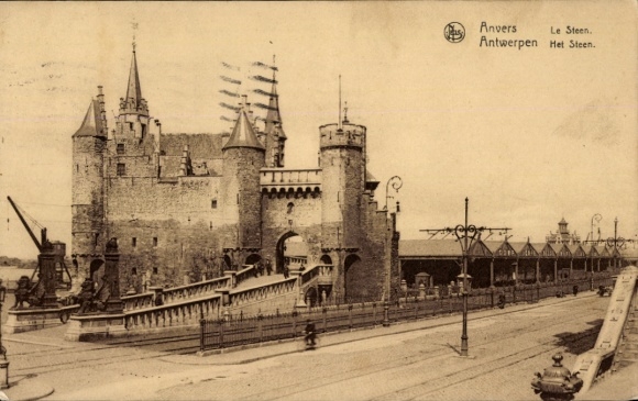KP Antwerpia Flandria, Zamek Le Steen, architektura, droga wodna, statki