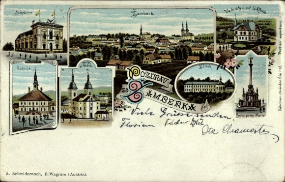 Ak Žamberk Senftenberg Region Pardubice, Verschiedene Ansichten von   von A. Schwidernoch, D.Wagr