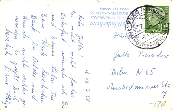 PC Island of Fehmarn Ostholstein, ship, water, greeting card, artistic representation, handwritten