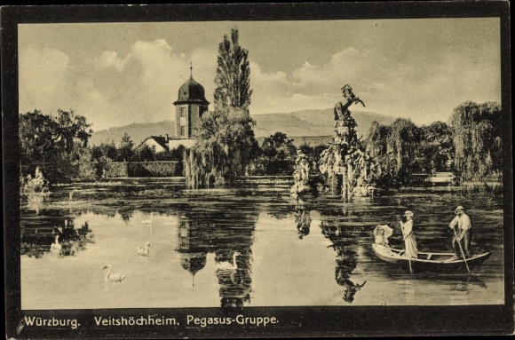 KP Veitshöchheim w Dolnej Frankonii, grupa Pegasus, łódź wiosłowa, łabędzie