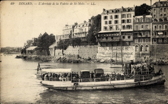 CPA Dinard Ille-et-Vilaine, L'Arrivée de la Vedette de St-Malo