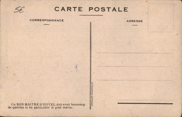 Postcard Waiter brings a menu to a guest in a ship's cabin, Black Cat