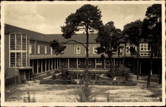 Postcard Lauchhammer in Lower Lusatia, forest school