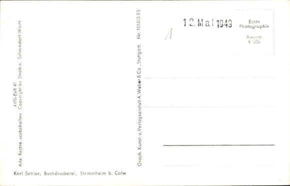 Postcard Stammheim Calw in the Black Forest, aerial photograph