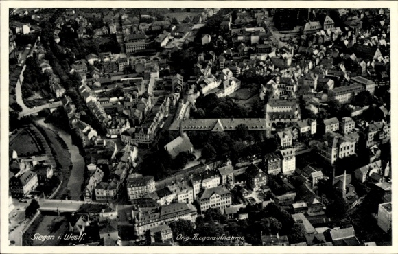 Postcard Siegen in Westphalia, aerial view of the city houses, rivers
