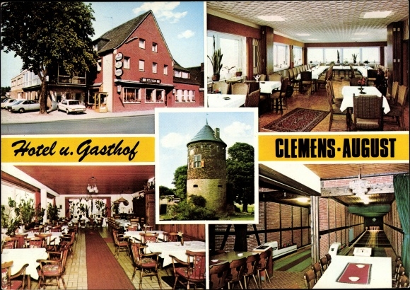 Postcard Davensberg Ascheberg in Münsterland Westphalia, Hotel Clemens-August, bowling alley