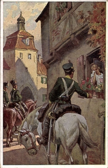 Song Artist Postcard Hey, Paul, Folk Song Card No. 27, Three riders rode out of the gate