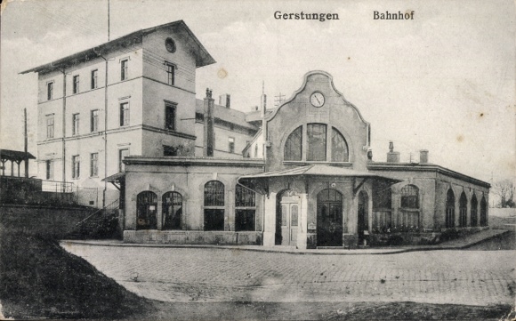 Picture of Gerstungen in Thuringia, train station in architecture, black and white photography