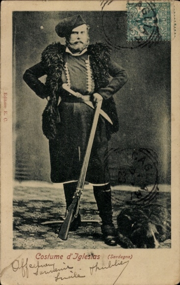 Ak Iglesias Sardegna, Mann in italienischer Tracht