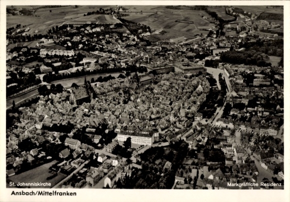 Postcard Ansbach in Middle Franconia Bavaria, aerial photograph