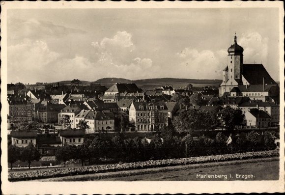 Postcard Marienberg in the Erzgebirge Saxony, general view, church