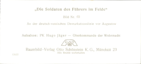 Stereo image photo "The Führer's soldiers in the field", No. 65, Augustow