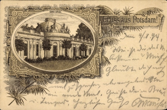 Vorläufer Passepartout Litho Potsdam, Schloss Sanssouci