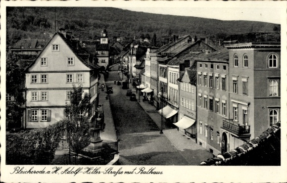 Ak Bleicherode am Harz, Adolf-Hitler-Straße, Rathaus