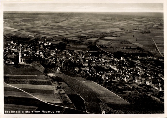Postcard Bodenheim in Rheinhessen, aerial view of Bodenheim, winegrowing, Rhine, site