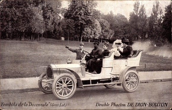 PC Tombola de la Decennale, Double Phaeton by Dion Bouton, automobile, chauffeur