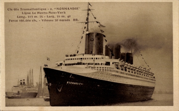 Ak Dampfer Normandie, CGT, French Line