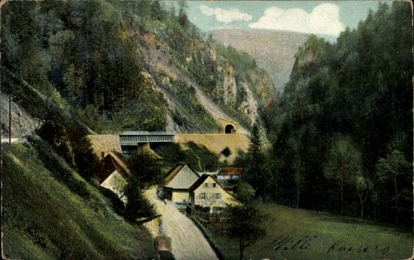 Postcard Falkensteig Buchenbach in the Black Forest, partial view