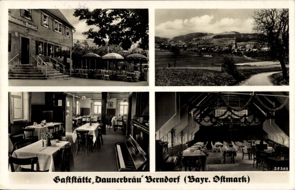 Postcard Berndorf Thurnau in the Franconian Switzerland Bavaria, Restaurant Daunerbräu, Dining room