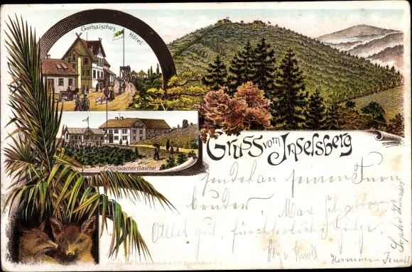 Litho Brotterode Trusetal, Inselsberg, Gothaisches Hotel, Preußischer Gasthof