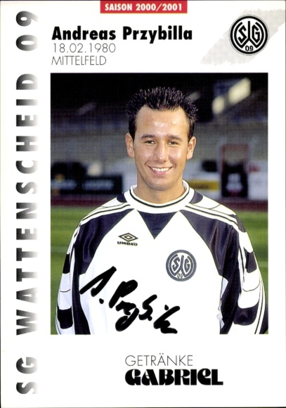 Autograph card footballer Andreas Przybilla, SG Wattenscheid 09, autograph