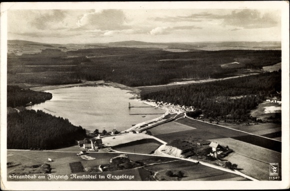 PC Neustädtel Schneeberg in the Ore Mountains, lido, felt pond, aerial photograph, jack &amp; Co 11547