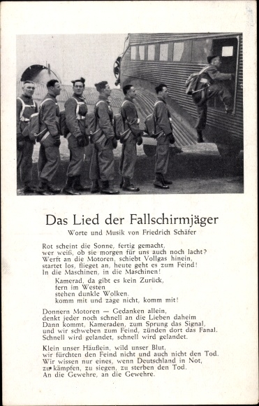 Ak Das Lied der Fallschirmjäger, Friedrich Schäfer, Deutsche Wehrmacht