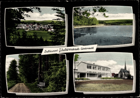 PC Waldernbach Mengerskirchen in the Westerwald Hesse, lake area, forest area, town view, church