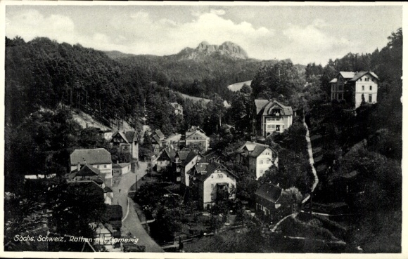 Ak Rathen an der Elbe Sächsische Schweiz, Teilansicht mit Gamerig