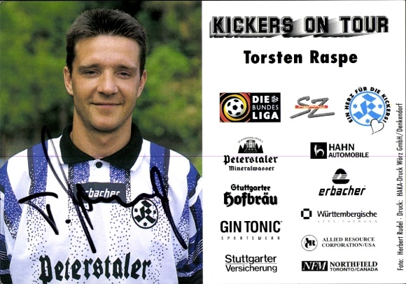 Karta autografu piłkarza Torstena Raspe, SV Stuttgarter Kickers, autograf