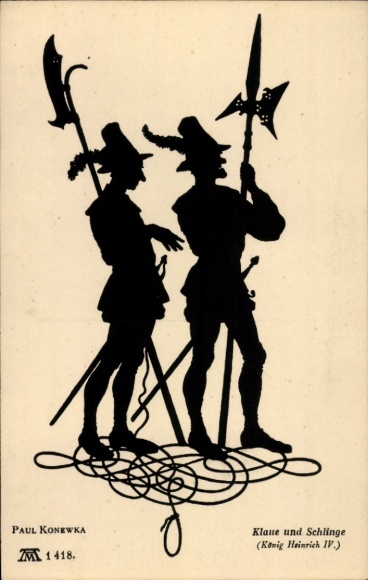 Paper cutting artist Postcard Konewka, Paul, claw and noose, King Henry IV