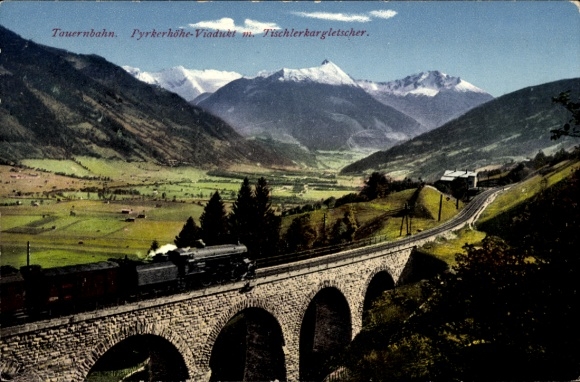 Tauern Railway Carinthia, Pyrkerhöhe Viaduct, Tischlerkar Glacier