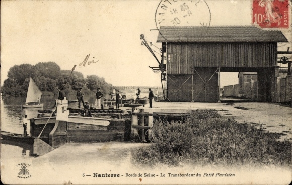 Ak Nanterre Hauts de Seine,  Bords de Seine, Transbordeur du Petit Parisien
