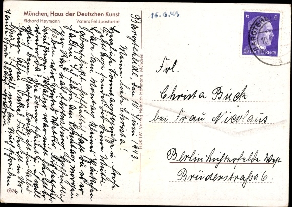 Artist PC Heymann, Richard, father&#39;s field post letter, mother with child, HDK 197
