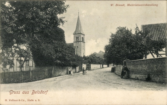 PC Belsdorf Wefensleben in Saxony Anhalt, street scene, church