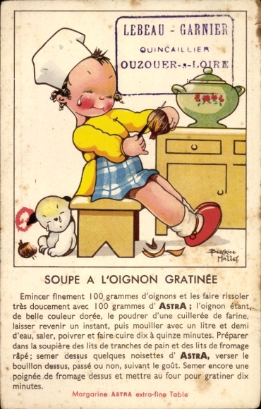 Artist Postcard Mallet, B., cook, cooking pot, advertising, margarine Astra