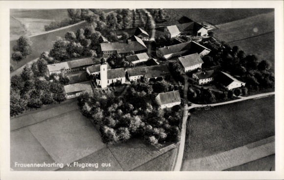 Postcard Jakobneuharting Frauenneuharting Upper Bavaria, aerial photograph