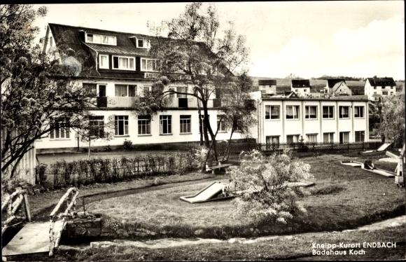 Postcard Bad Endbach in Hessen, Badehaus Koch, miniature golf course