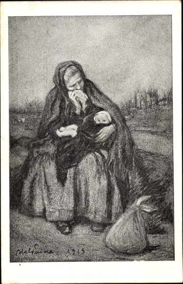 Künstler Ak Weinende Frau mit Kind 1915, Journée Francaise du Secours National